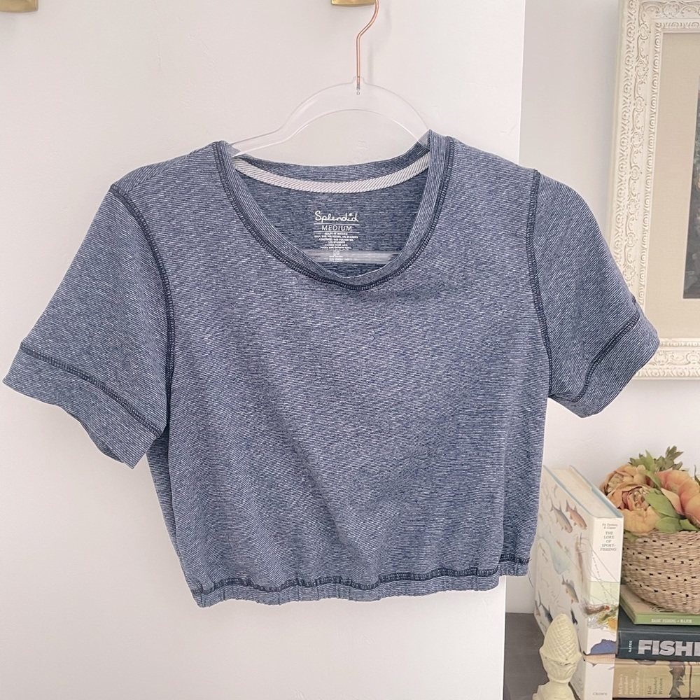 Splendid Studio Cropped Short Sleeve Top *NEW* workout fitness top